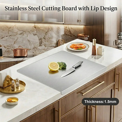 Stainless Steel Cutting Board - Non-Slip Grip, Mold-Resistant, Durable Daily Use, Modern Design, Household Kitchen Accessory Gadget