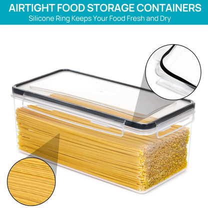Airtight Food Storage Containers Set - 4-Piece 3.2L Plastic Kitchen Containers with Airtight Seal, Leak-Proof Lids, Reusable Organizer for Spaghetti Pasta, Storage Organization to Organize Kitchen Pantry, Prevent Contamination,Sohochic
