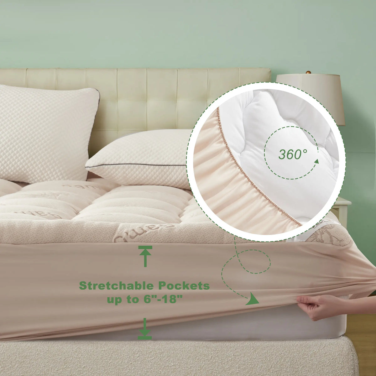 【Bedlore】Thick Fitted Sheet Mattress Pad, Fluffy Pillow Top Comfort Layer, Cooling & Soft Mattress Cover with Deep Pockets (Fits 6–18 Inch Mattresses), Ideal for Bedroom & Home Use Homeessentials