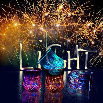 Multicolor LED Glowing Wine Glasses, Liquid-Activated Flashing Drinkware for Parties & Events, Stylish Drinkware Set of 2 Colorful LED Cups, Party Wine Glasses, Drinking Glasses
