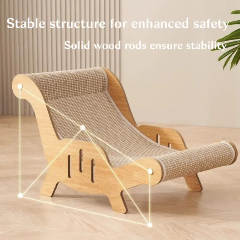 2-In-1 Sisal Fiber Cat Scratcher with Hammock & Lounge Chair, No Shedding, Breathable, Durable All-Season Use Cat Bed for Claw Sharpening & Rest