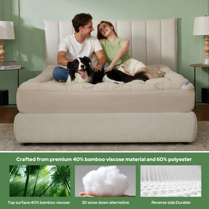 【Bedlore】Thick Fitted Sheet Mattress Pad, Fluffy Pillow Top Comfort Layer, Cooling & Soft Mattress Cover with Deep Pockets (Fits 6–18 Inch Mattresses), Ideal for Bedroom & Home Use Homeessentials