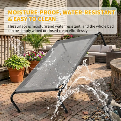 Petitrinu Classic Elevated Dog Bed with Metal Frame - Textilene Stretch Mesh Fabric, Cooling, Breathable, Joint Relief for Medium/Large Dogs, 2 Sizes (47.24In×31.89In×9.45In/35.43In×25.59In×8.27In) Pet Cot