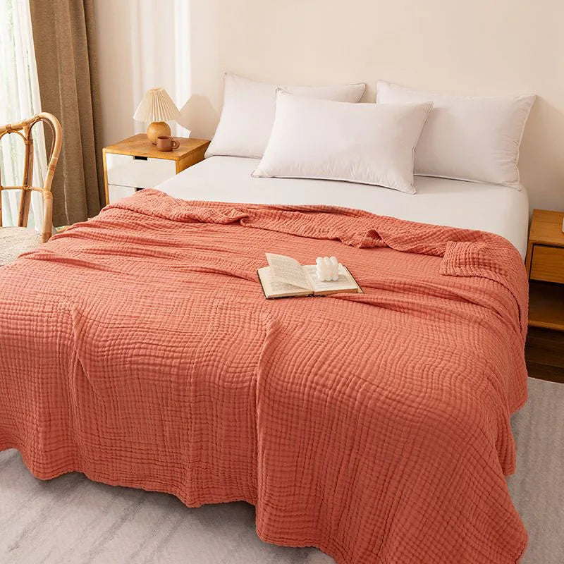 100% Cotton Muslin Blanket,6-Layer Soft Throw for Bed Couch,Breathable Lightweight Blankets for Adults Hot Sleepers,Room Decor
