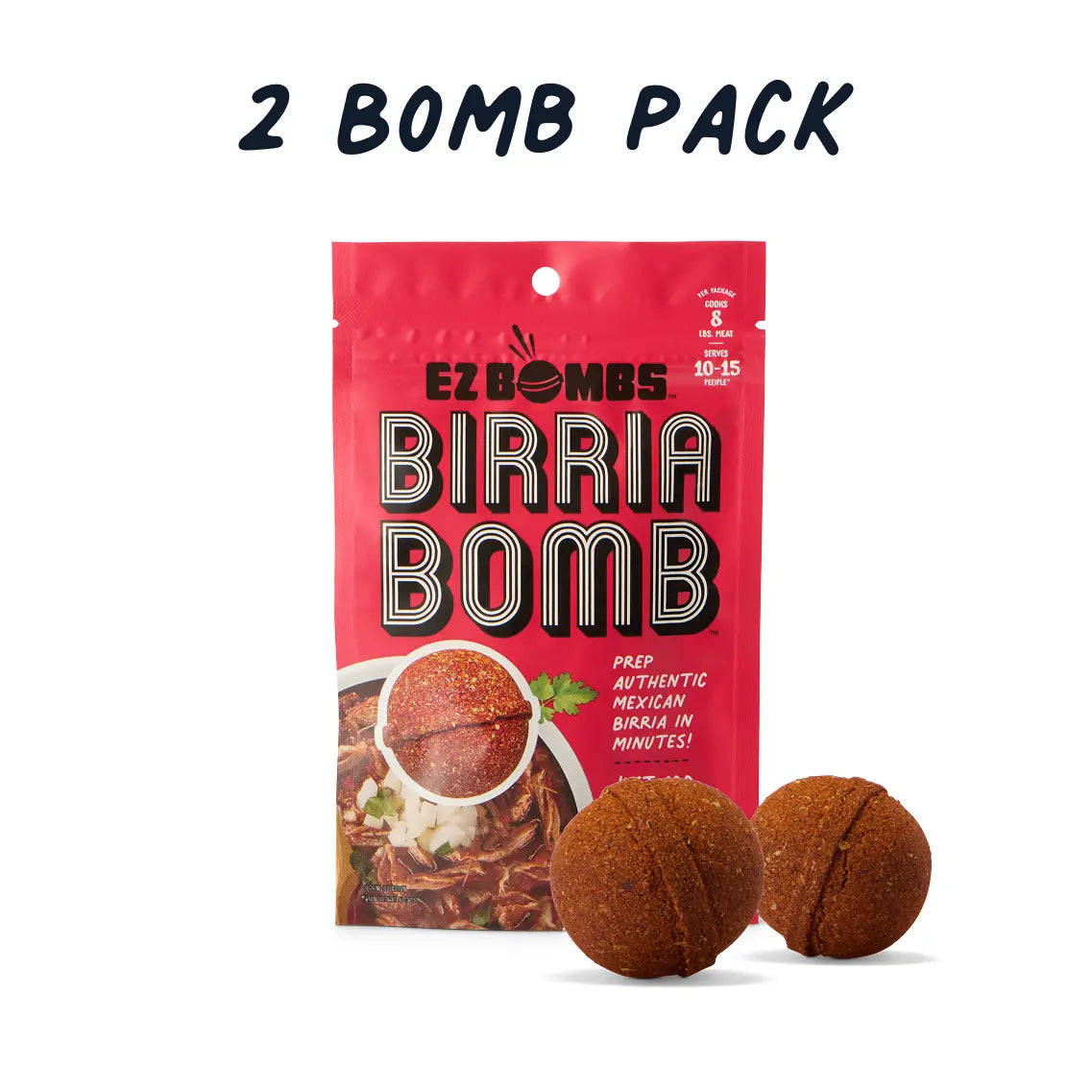 EZ BOMBS Birria Spice Bombs - 2 per Pack, Bold Flavor, Flavor Explosion Seasoning for Authentic Mexican Dishes, Ideal for Meat Lovers & Spicy Food Lovers