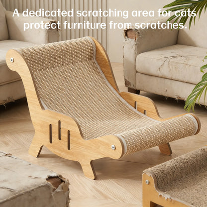 2-In-1 Sisal Fiber Cat Scratcher with Hammock & Lounge Chair, No Shedding, Breathable, Durable All-Season Use Cat Bed for Claw Sharpening & Rest