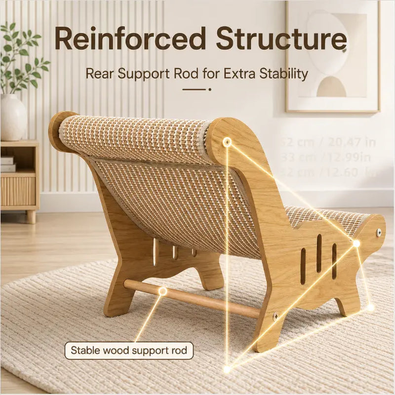 2-In-1 Sisal Fiber Cat Scratcher with Hammock & Lounge Chair, No Shedding, Breathable, Durable All-Season Use Cat Bed for Claw Sharpening & Rest