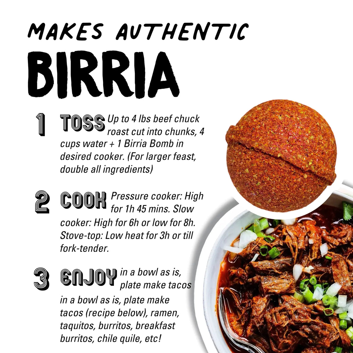 EZ BOMBS Birria Spice Bombs - 2 per Pack, Bold Flavor, Flavor Explosion Seasoning for Authentic Mexican Dishes, Ideal for Meat Lovers & Spicy Food Lovers