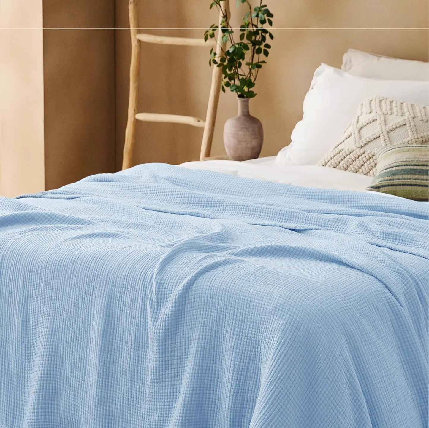 100% Cotton Muslin Blanket,6-Layer Soft Throw for Bed Couch,Breathable Lightweight Blankets for Adults Hot Sleepers,Room Decor