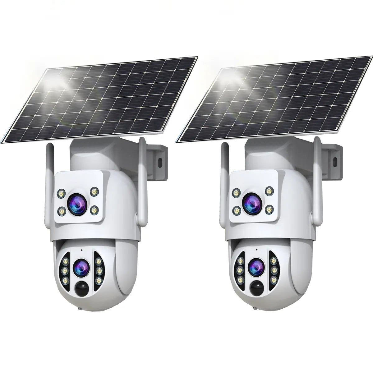 【2026 Exclusive Deal】Jooan 2K+2K HD Solar 360° Dual Lens Wireless Outdoor Security Camera, 2.4G Wifi, 360° PTZ Dual Screen(No Dead Ends), Spotlight, IP66 Waterproof, Color Night Vision, PIR Human Detection, Two-Way Talk, Auto Tracking, Siren Alarm, Alexa