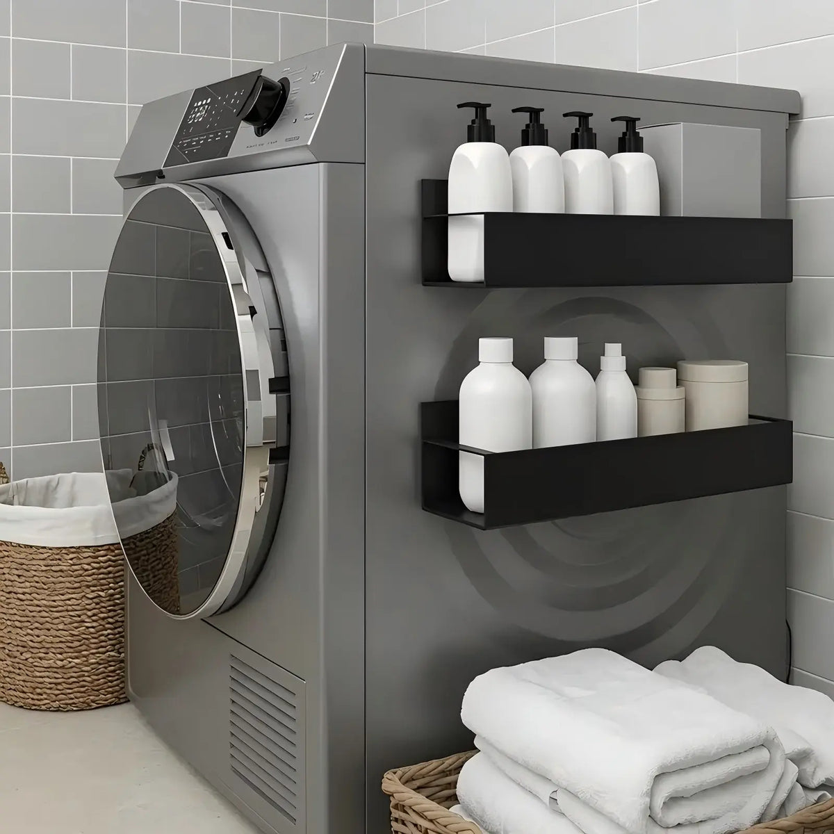 Heavy Duty Magnetic Kitchen Spice Storage Rack Organizer - Movable Shelf, Strong Magnet, Metal Wall-Mounted Holder for Refrigerator, Oven