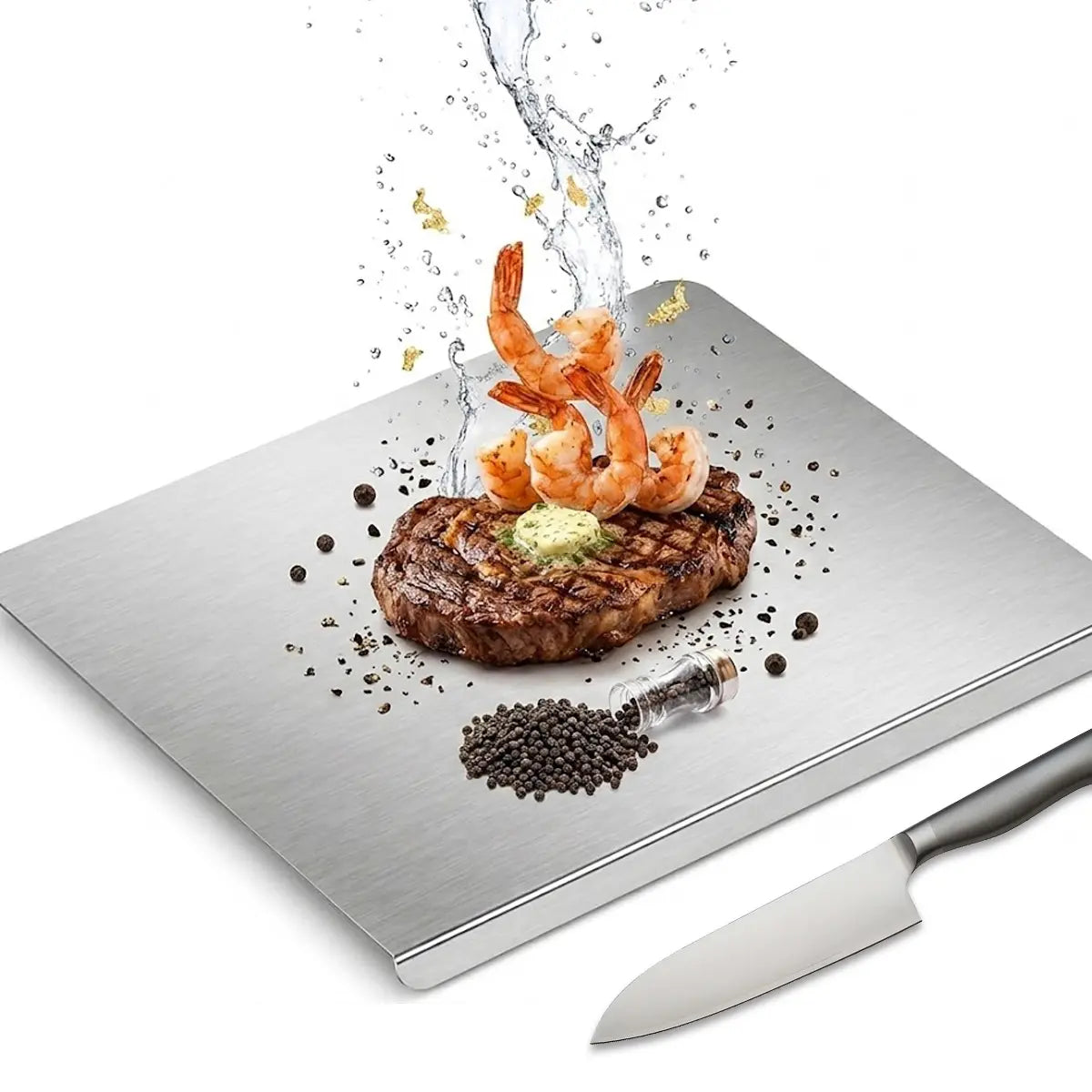 Stainless Steel Cutting Board - Non-Slip Grip, Mold-Resistant, Durable Daily Use, Modern Design, Household Kitchen Accessory Gadget