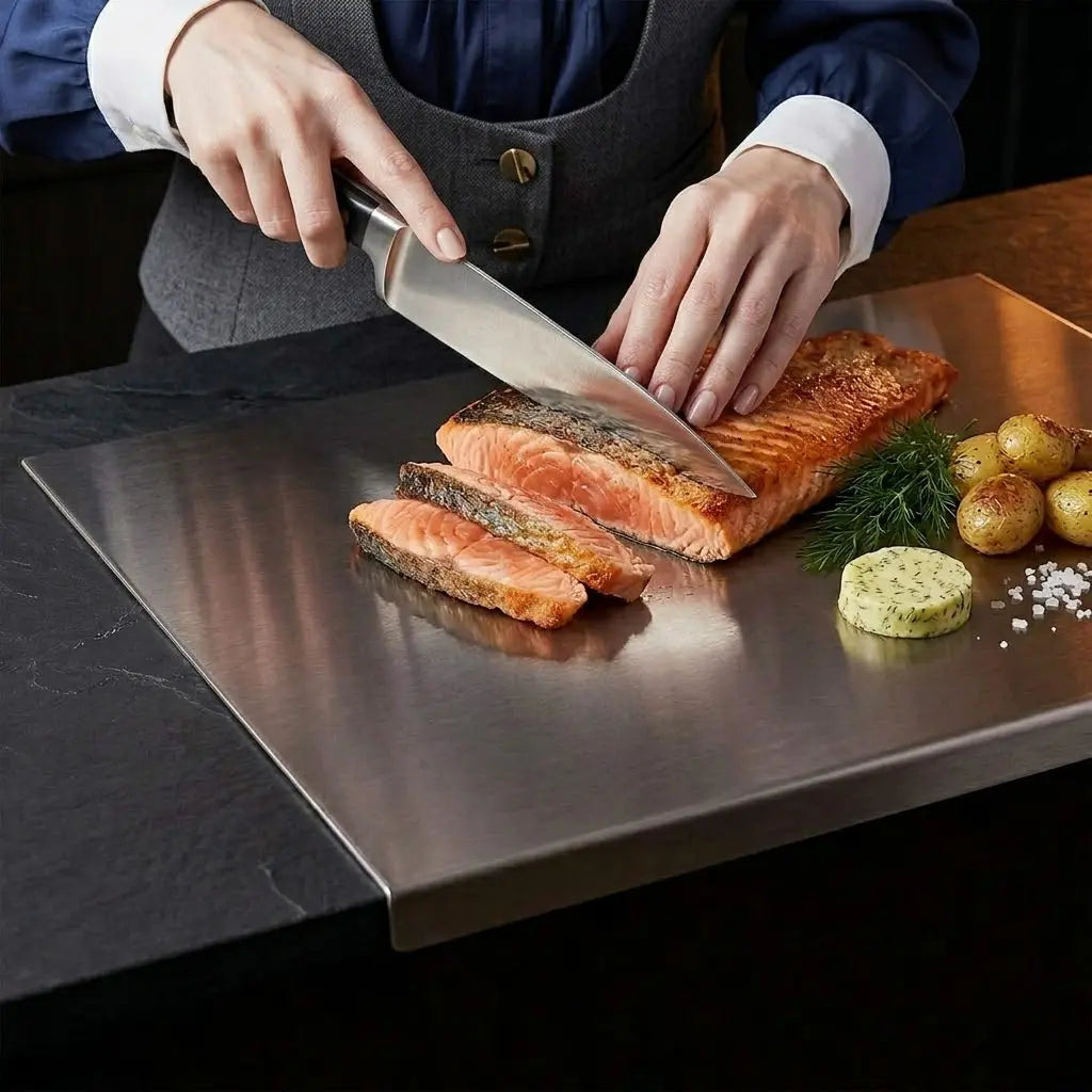 Stainless Steel Cutting Board - Non-Slip Grip, Mold-Resistant, Durable Daily Use, Modern Design, Household Kitchen Accessory Gadget