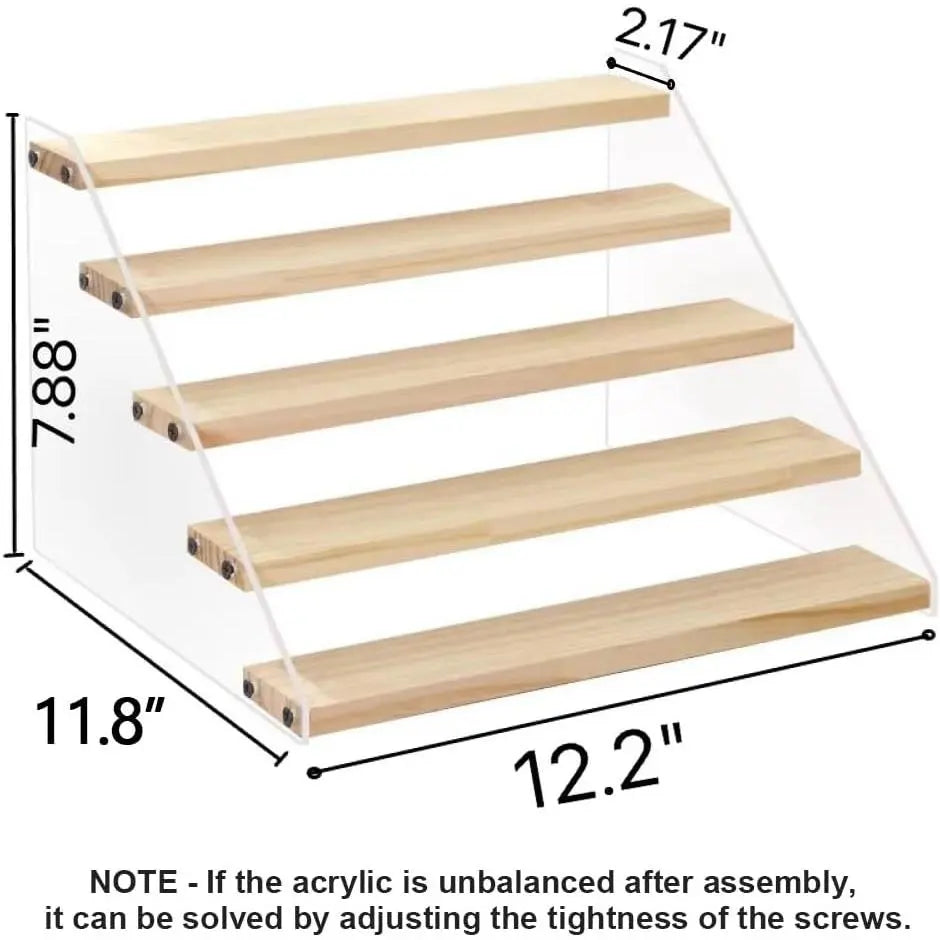 HUFEE 5-Tier Wooden Multifunctional Farmhouse Spice Rack Organizer - Home Supplies for Spice Storage, Bathroom Countertop Shelf, Kitchen Cabinet Vinyl/Perfume Display & Storage Unit