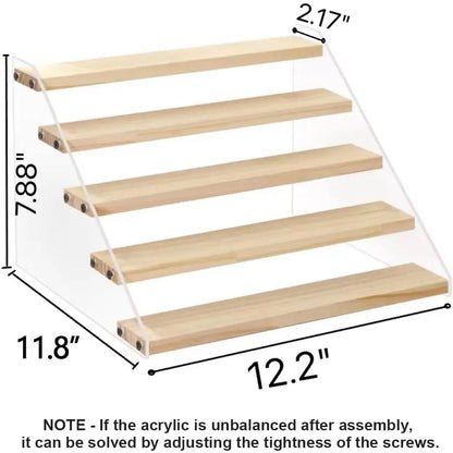 HUFEE 5-Tier Wooden Multifunctional Farmhouse Spice Rack Organizer - Home Supplies for Spice Storage, Bathroom Countertop Shelf, Kitchen Cabinet Vinyl/Perfume Display & Storage Unit