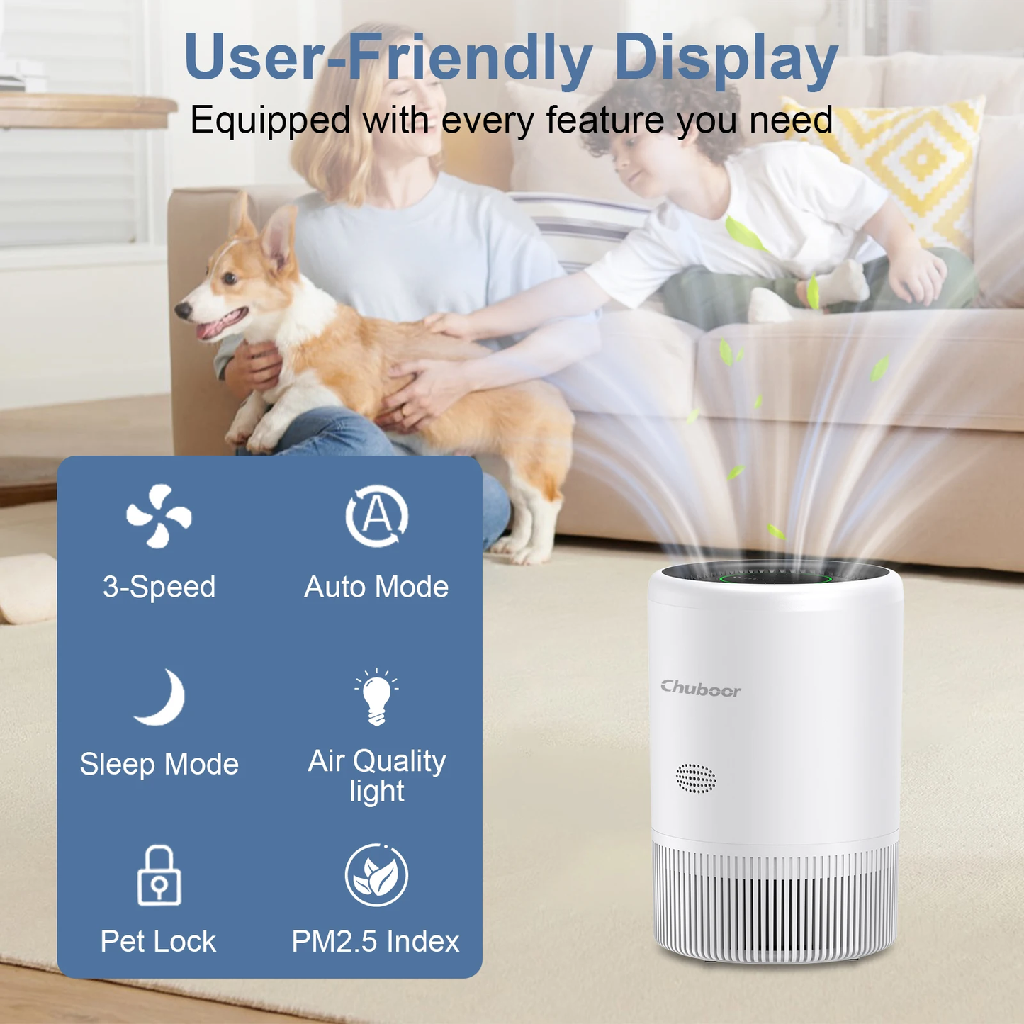 Air Purifier for Bedroom Home App PM2.5 HEPA Air Purifier for Bedroom Living Room for Pet Hair Dust Pollen Odor PJ08