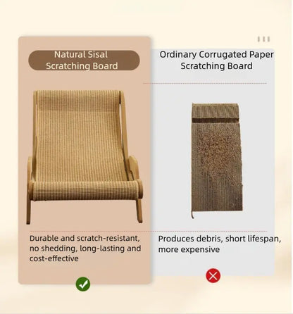 2-In-1 Sisal Fiber Cat Scratcher with Hammock & Lounge Chair, No Shedding, Breathable, Durable All-Season Use Cat Bed for Claw Sharpening & Rest