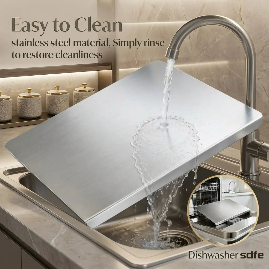 Stainless Steel Cutting Board - Non-Slip Grip, Mold-Resistant, Durable Daily Use, Modern Design, Household Kitchen Accessory Gadget