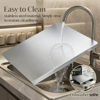 Stainless Steel Cutting Board - Non-Slip Grip, Mold-Resistant, Durable Daily Use, Modern Design, Household Kitchen Accessory Gadget