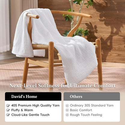 100% Cotton Muslin Blanket,6-Layer Soft Throw for Bed Couch,Breathable Lightweight Blankets for Adults Hot Sleepers,Room Decor