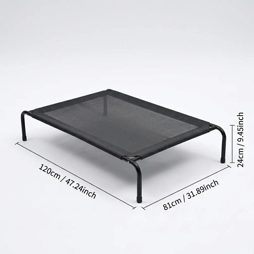 Petitrinu Classic Elevated Dog Bed with Metal Frame - Textilene Stretch Mesh Fabric, Cooling, Breathable, Joint Relief for Medium/Large Dogs, 2 Sizes (47.24In×31.89In×9.45In/35.43In×25.59In×8.27In) Pet Cot