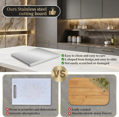 Stainless Steel Cutting Board - Non-Slip Grip, Mold-Resistant, Durable Daily Use, Modern Design, Household Kitchen Accessory Gadget