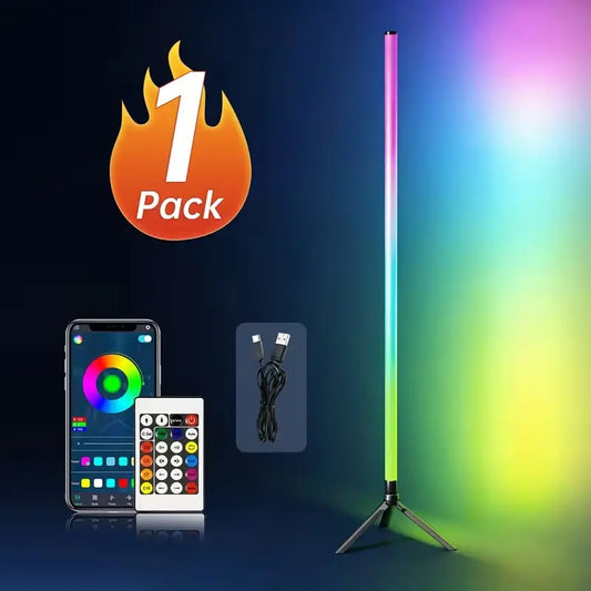 LED Corner Floor Lamp - Modern Color-Changing Indoor Ambient Light with Music Sync, Multiple Scene Modes, Usb-Powered for Room Decor, Bedroom, Gaming Room (Gamer Stuff, Lamps for Bedroom)