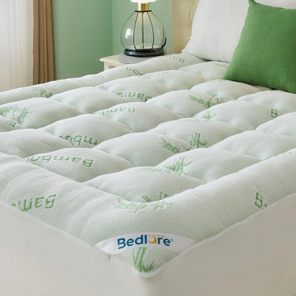 【Bedlore】Thick Fitted Sheet Mattress Pad, Fluffy Pillow Top Comfort Layer, Cooling & Soft Mattress Cover with Deep Pockets (Fits 6–18 Inch Mattresses), Ideal for Bedroom & Home Use Homeessentials