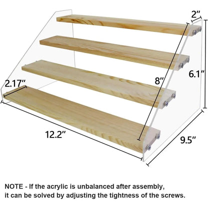 HUFEE 5-Tier Wooden Multifunctional Farmhouse Spice Rack Organizer - Home Supplies for Spice Storage, Bathroom Countertop Shelf, Kitchen Cabinet Vinyl/Perfume Display & Storage Unit